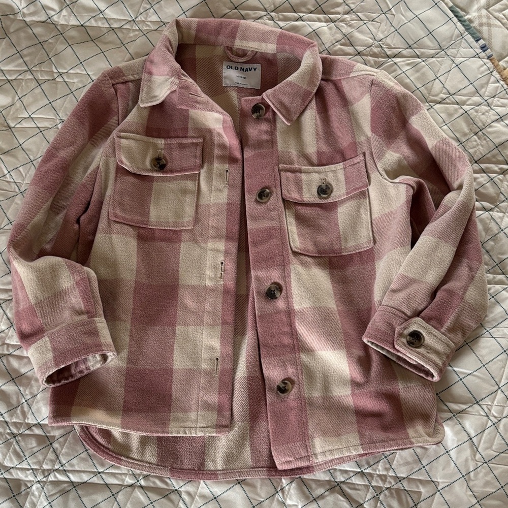 SUPER CUTE Pink and Cream Checkered Shirt Jacket